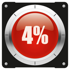 4 percent, modern glossy red icon