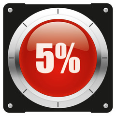 5 percent, modern glossy red icon