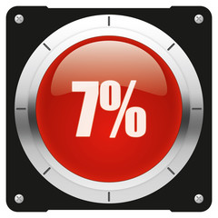 7 percent, modern glossy red icon