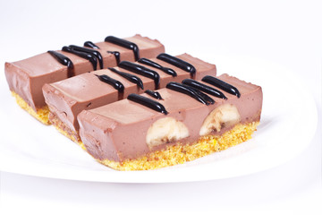 milk chocolate dessert with banana stuffed