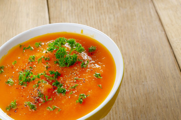 Homemade rustic pumpkin soup