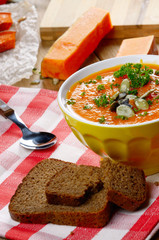 Homemade rustic pumpkin soup