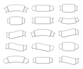 Collection of simple line art ribbon labels
