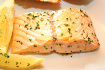 Lemon Butter Salmon Served