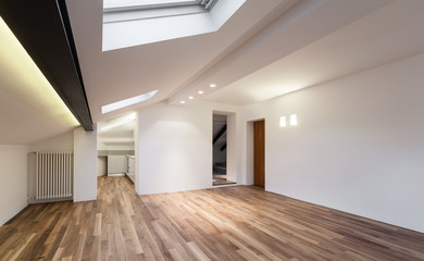 Obraz premium Interior nice loft, wall white, parquet floor