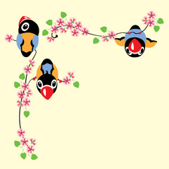 cartoon birds in spring time