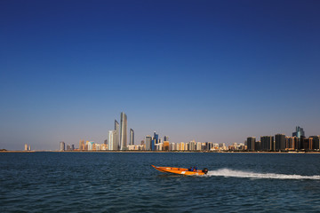 Corniche Road as seen from Heritage Village in Abu Dhabi, UAE