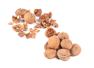 Close up of walnuts bunch.