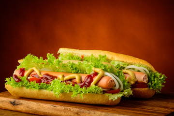 Two hot dogs