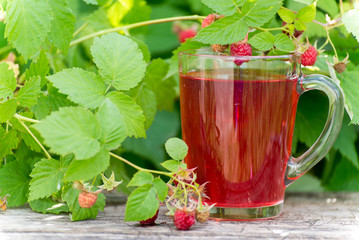 Berries compote and fresh raspberries