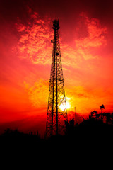 reception antenna with orange sky
