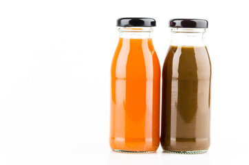 Vegetable juice bottle isolated white background