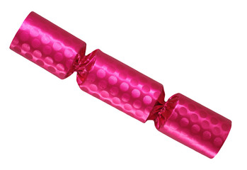 Pink party christmas  cracker isolated on white