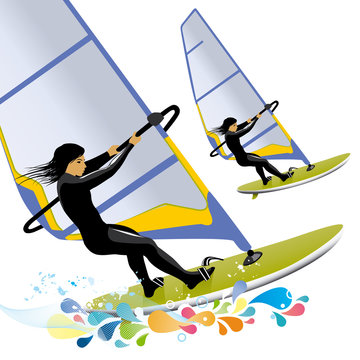 illustration of windsurfing
