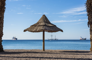 Golden beach in Eilat - famous resort in Israel