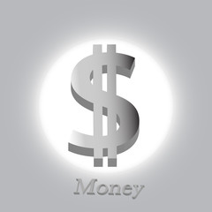 3d metal dollar symbol