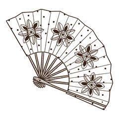 Lady's fan with pattern.