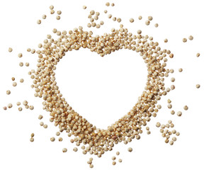 Heart of quinoa grain isolated on a white background