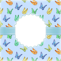 Fototapeta premium Artistic background with watercolor butterflies