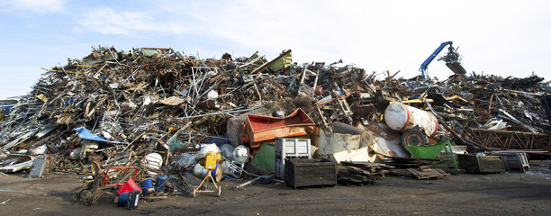 Scrap metal recycling plant and crane
