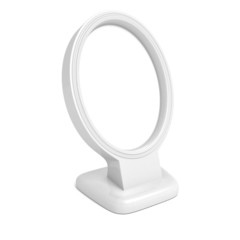 Blank round picture or photo desk frame on white background