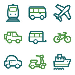 Transport web icons, green line set