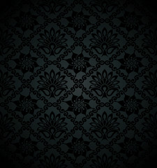 Royal floral black wallpaper
