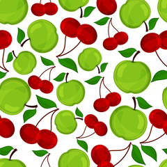 Seamless pattern of apple and cherrys .