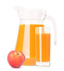 Peach fruit juice in glass jug