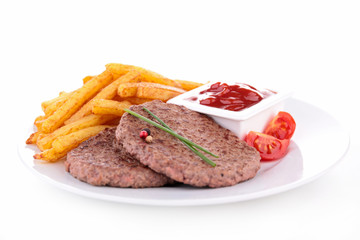 french fries and beef steak