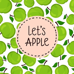 Seamless pattern of apples, vector illustration.