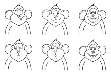 vector outline of monkeys