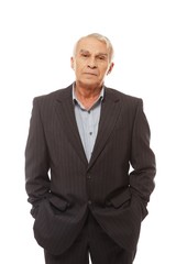 Senior man wearing suit isolated on white