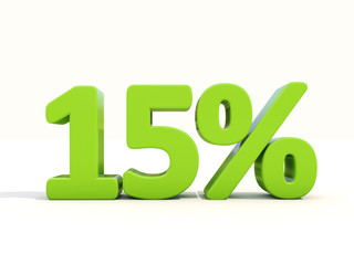 15% percentage rate icon on a white background