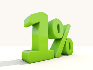 1% percentage rate icon on a white background