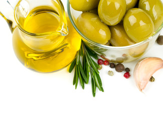 olive oil, olives and spices
