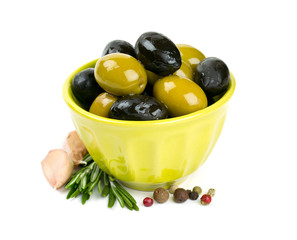 black and green olives