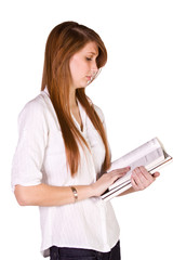 Cute Girl Holding Books and Magazine