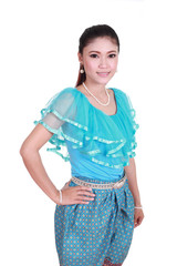 woman wearing typical thai dress