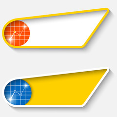 set of two colored box for text with graph