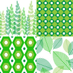 Patterns in shades of green