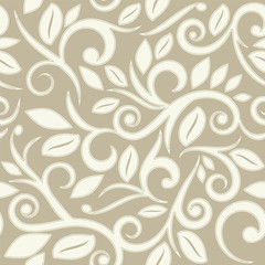 beige tan or cream floral seamless pattern with dots