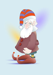 good old little dwarf with a beard in fabulous clothes