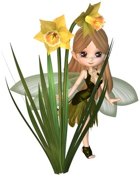 Cute Toon Daffodil Fairy, Skipping