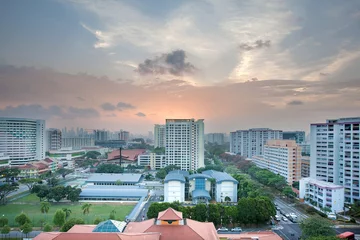 Zelfklevend Fotobehang Singapore Housing Estate with Community Center © jpldesigns