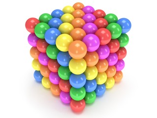 Orbs block. Assembling concept. On white.