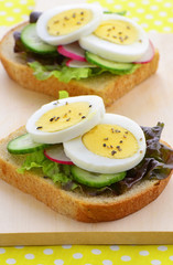 Egg slices on whole wheat bread