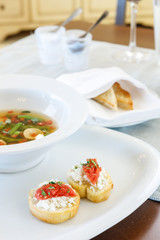 Vegetable soup with savoury bread