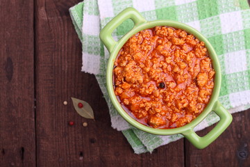 minced beef stew with vegetables and tomatoes