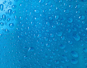water drops on blue background